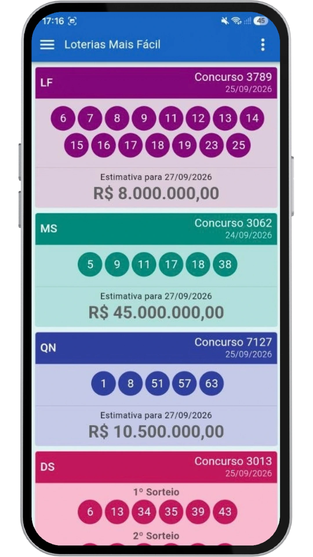 Aplicativo Loterias Mais Fácil