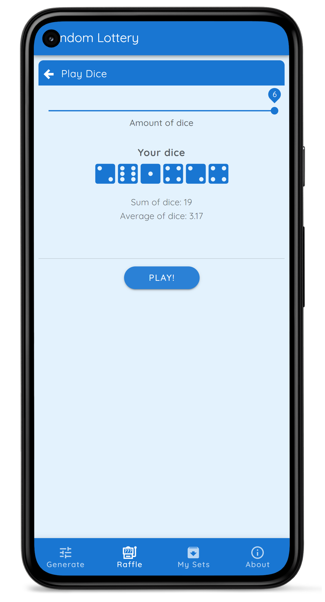 App to play dice