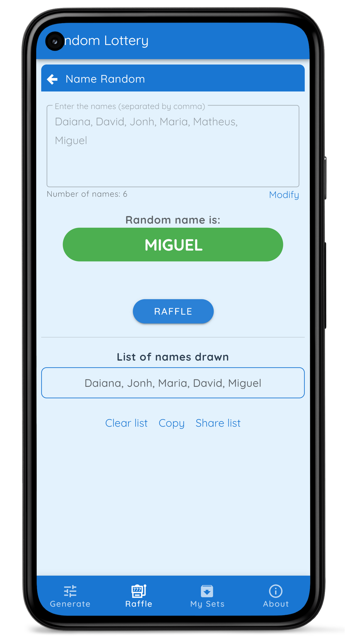 App to generate random names